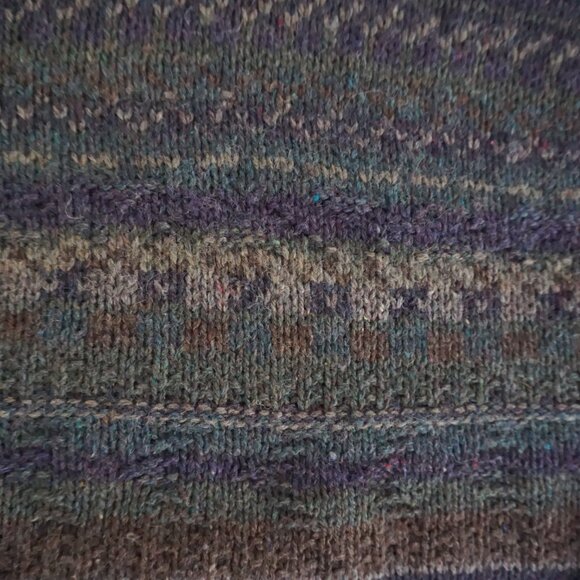 Vintage Eddie Bauer Wool Sweater Blue Green Brown Fair Isle Knit 90s Crewneck M - Picture 10 of 11